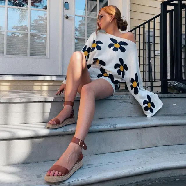 Leisure Color Flower Woolen Suit White - Shop at LoveMi