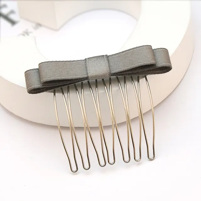 Bow Hair Comb Hair Clip Headdress Hair Clip Grey - Shop at LoveMi