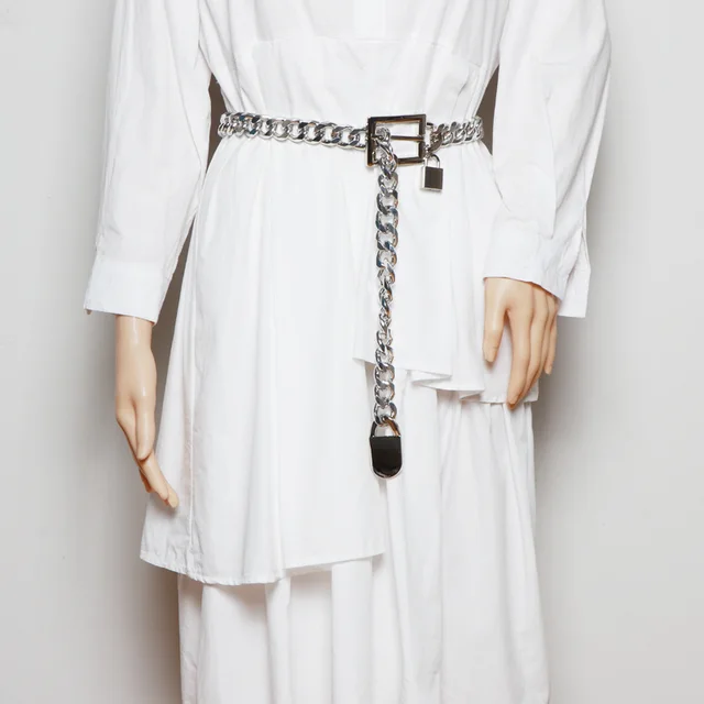 Thick Chain Belt Ladies Western Accessories Ins Fashionable Silver - Shop at LoveMi