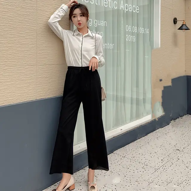 Women's Wide leg Pants Summer Loose Plus Size Black - Shop at LoveMi