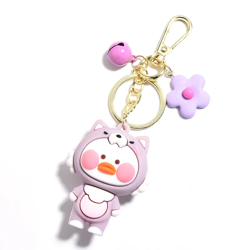 Net Red Cartoon Epoxy Dudu Duck Doll Keychain Pendant Creative Car Key Chain Ring Activity Gift Little Purple - Shop at LoveMi