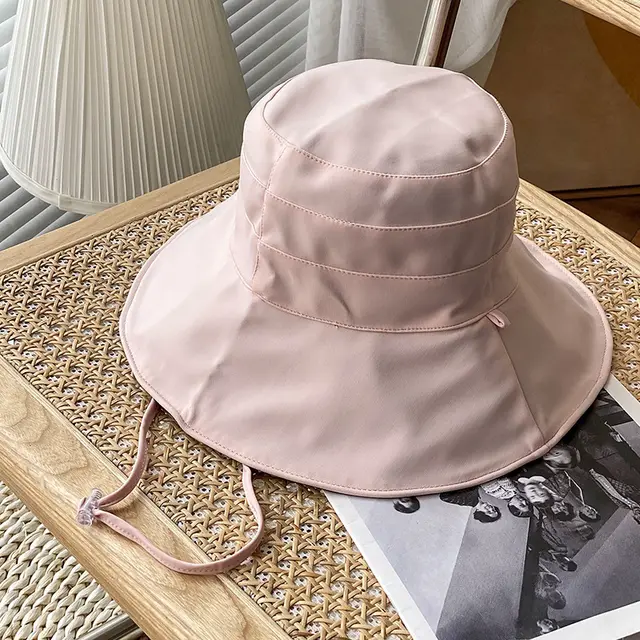 Anti ultraviolet Sunscreen Big Brim Double sided Sunshade Foldable Fisherman Hat Women Pink - Shop at LoveMi