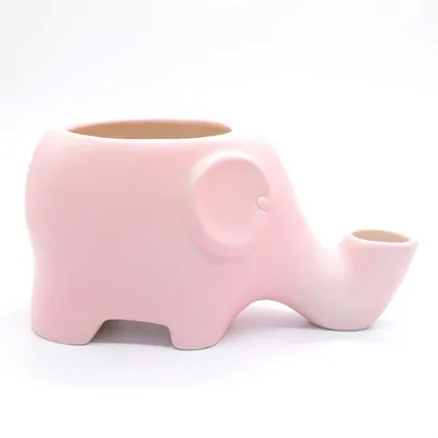 Ceramic Elephant Drinking Fountain Cat Bowl Pink - Shop at LoveMi