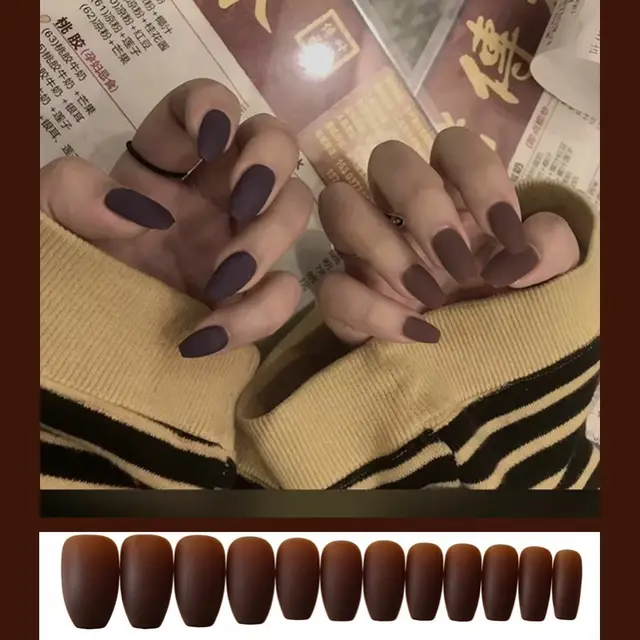 Blue Flame Lengthened European And American Wear Disassembled Nail Art P37140 Ballet Clever Coffee S - Shop at LoveMi