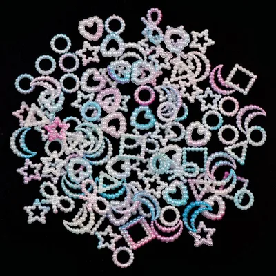 Five pointed Star Peach Heart Moon Bow Round Epoxy Accessories Blue - Shop at LoveMi