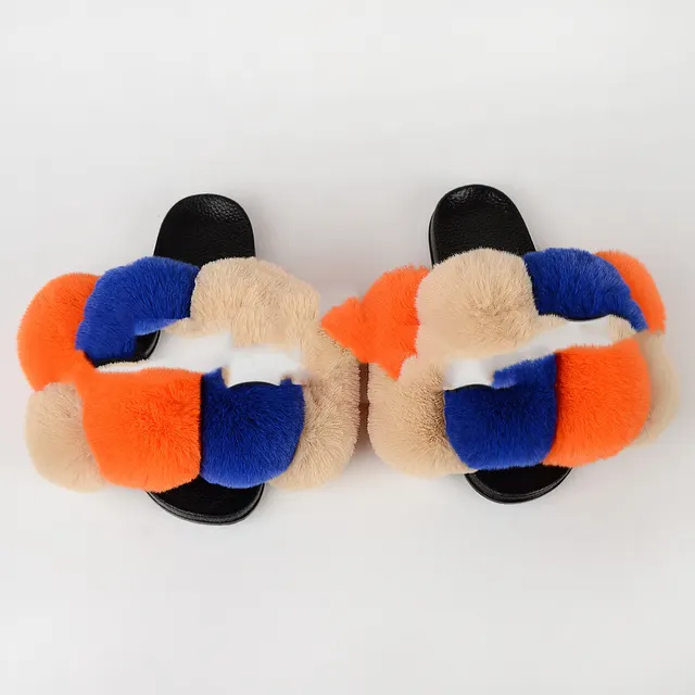 Faux Fox Fur Ball Sandals And Slippers - Shop at LoveMi