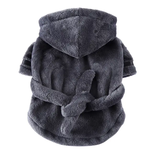 Pet Bathrobe Super Absorbent Towel Cotton White Robe Coral Grey - Shop at LoveMi