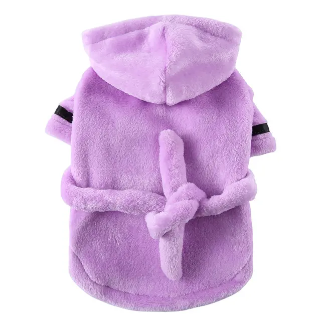 Pet Bathrobe Super Absorbent Towel Cotton White Robe Coral Purple - Shop at LoveMi