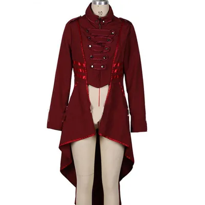 Tuxedo Women's Lapel Lapel Irregular Hem Retro Long Top Red - Shop at LoveMi