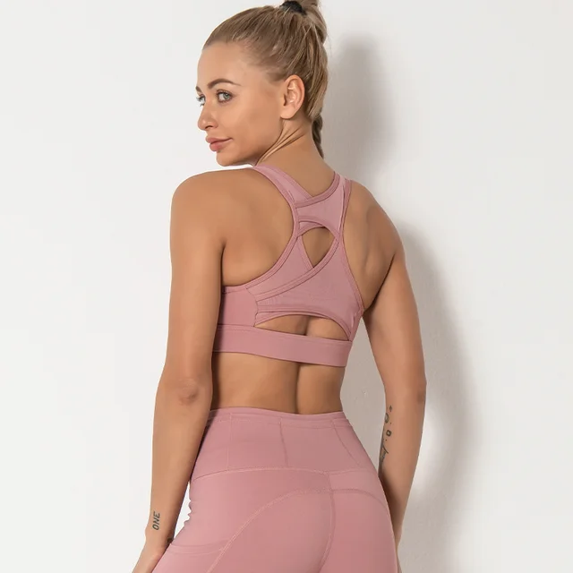 Sports Mesh Stitching Beauty Back Bra Pink - Shop at LoveMi