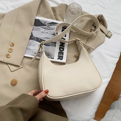 Retro Handbags Underarm Handbags Simple Fashion Handbags Shoulder Messenger Dumpling Bag White - Shop at LoveMi