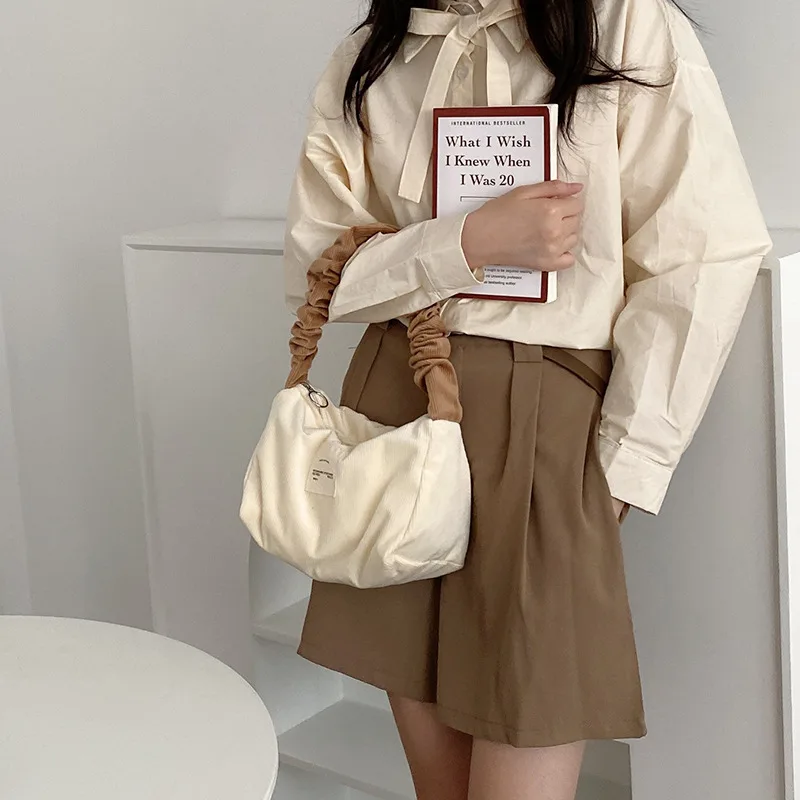 Candy colored Corduroy Underarm Bag Red - Shop at LoveMi