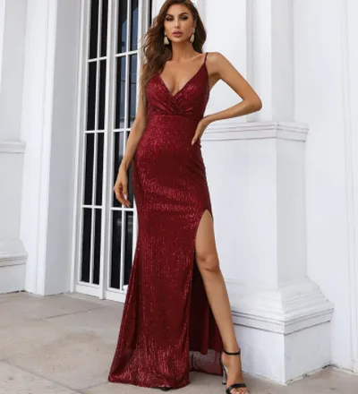 New Host Banquet Temperament Prom Evening Dress Long Red - Shop at LoveMi