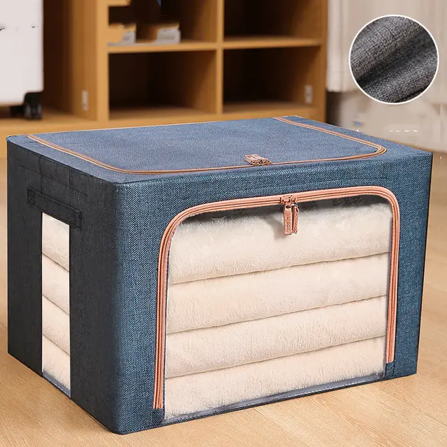 Clothes Storage Box, Cloth Art Clothing Moving And Sorting Box Navy Blue - Shop at LoveMi