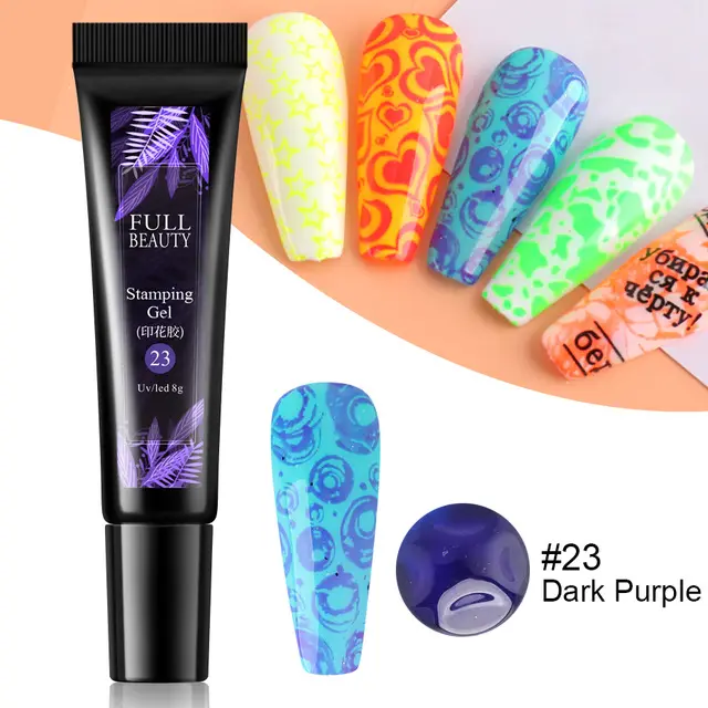 Nail Art Fluorescent Printing Glue, Nail Template Transfer Glue Hose Set Dark Purple - Shop at LoveMi