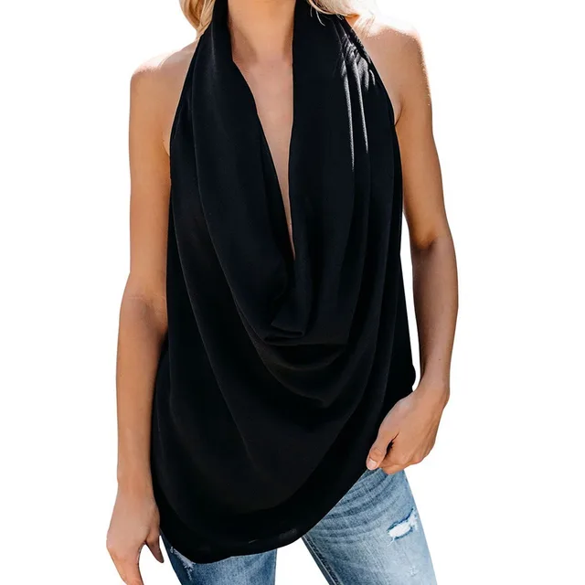 Swing Collar Chiffon Blouse Fashion Women's Bottoming Black - Shop at LoveMi