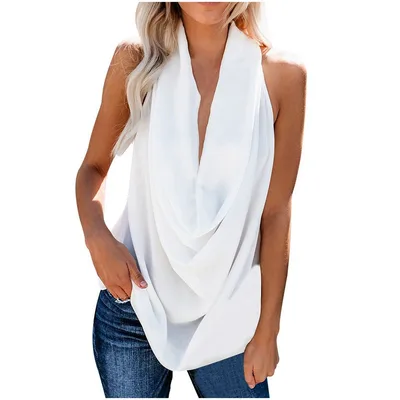 Swing Collar Chiffon Blouse Fashion Women's Bottoming White - Shop at LoveMi