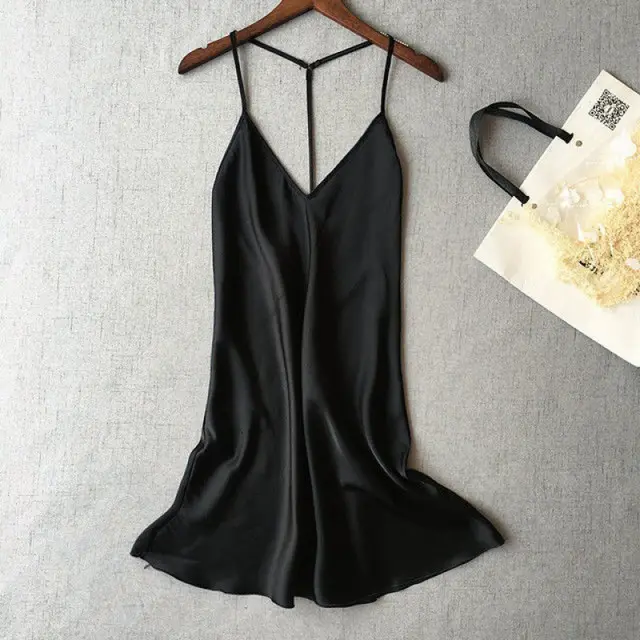 Pajamas Women Summer Thin Ice Silk Big Dew Black - Shop at LoveMi