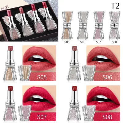 Bowknot Lipstick Sweet And Colorful Star Four pack Lipstick Set 2Style - Shop at LoveMi