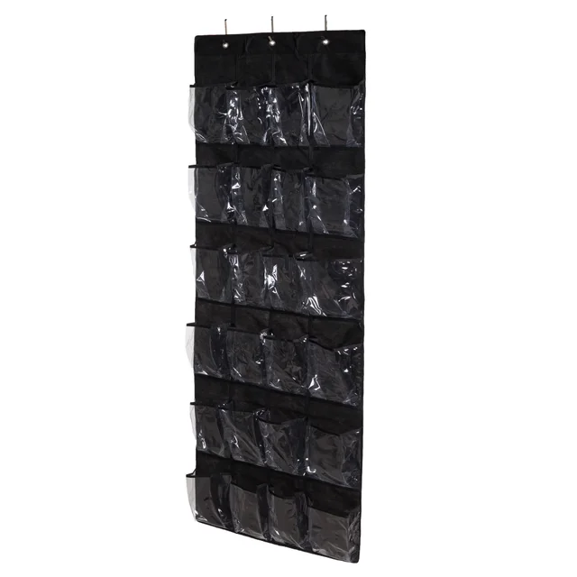 24 Grid Non woven Bag Behind The Door Shoe Storage Hanging Bag Black - Shop at LoveMi