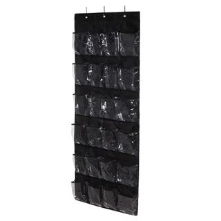 24 Grid Non-woven Bag Behind The Door Shoe Storage Hanging Bag - Black
