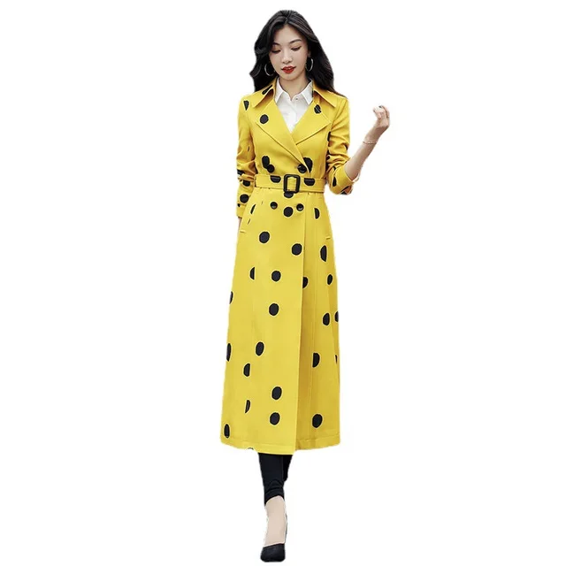 New Korean Style Popular Over the knee Temperament Coat Coat Yellow - Shop at LoveMi