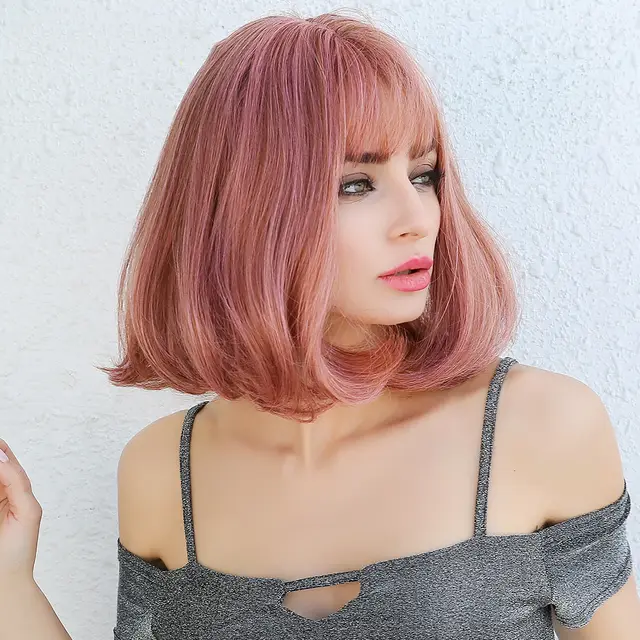 Qi Bangs Clavicle Short Curly Hair Photo Color - Shop at LoveMi