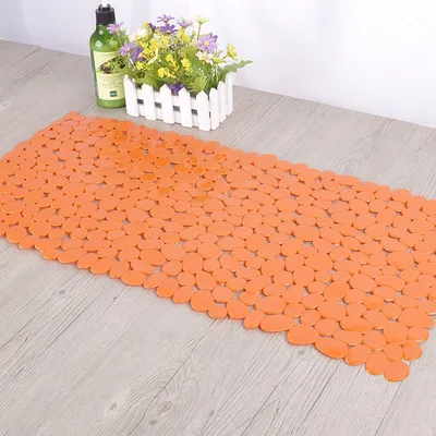Pebble Environmental Protection PVC Bathroom Non Slip Mat Bath Mat Orange - Shop at LoveMi