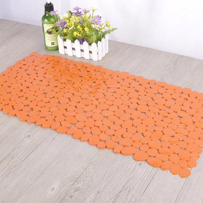 Pebble Environmental Protection PVC Bathroom Non-Slip Mat Bath Mat - Orange