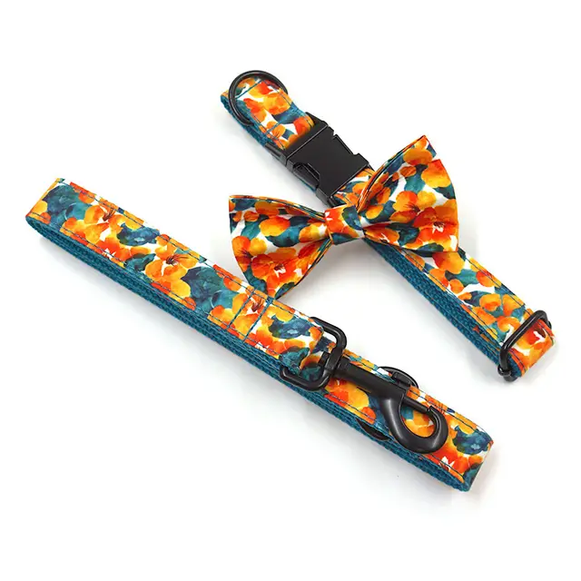Cross border New Hawaiian Dog Collar Leash Bow Set Photo Color - Shop at LoveMi