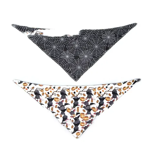 Halloween Double sided Saliva Towel Pet Accessories Bat Or Spider Web - Shop at LoveMi