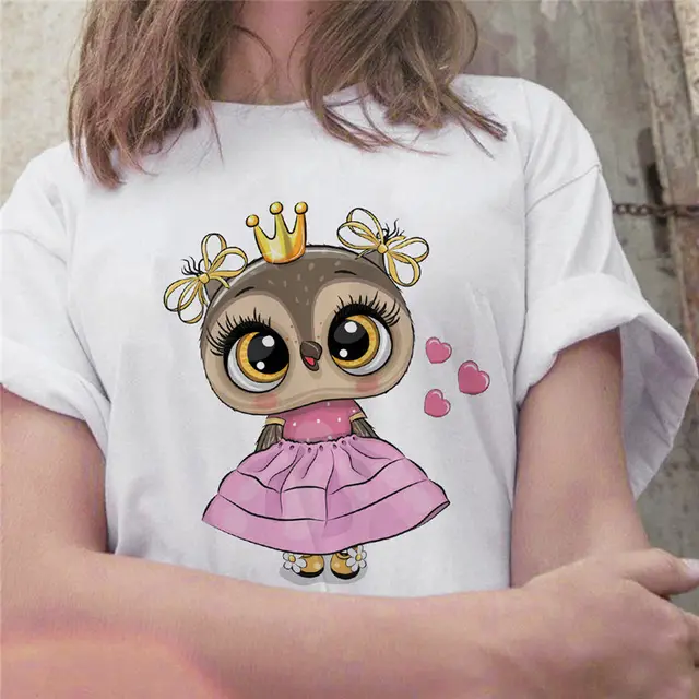 Owl Cute Cartoon Print Short Sleeve - Shop at LoveMi