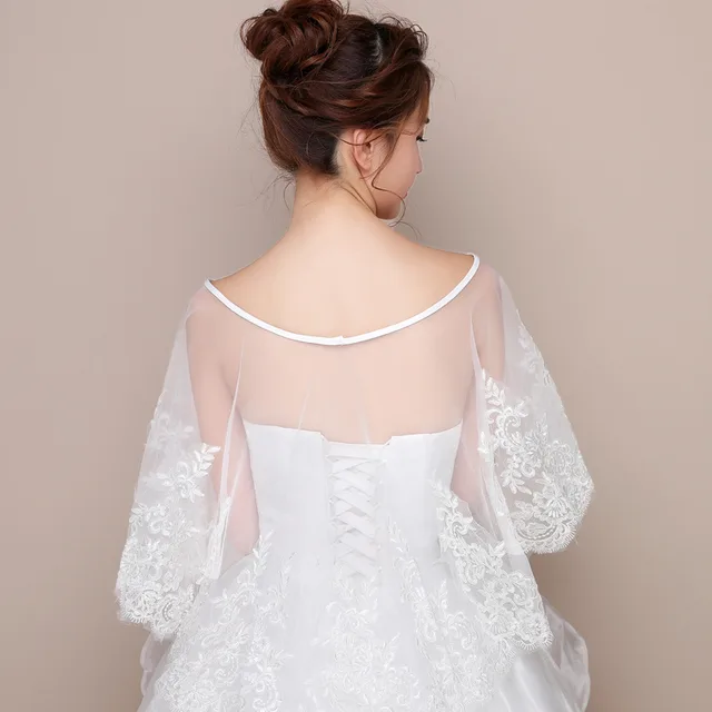 The Wedding Dress Was Thin, Covering The Meat And Covering The Arms, Lace Shawl White - Shop at LoveMi