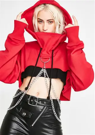 Buckle Chain Shawl Women's Outer Guard - Red