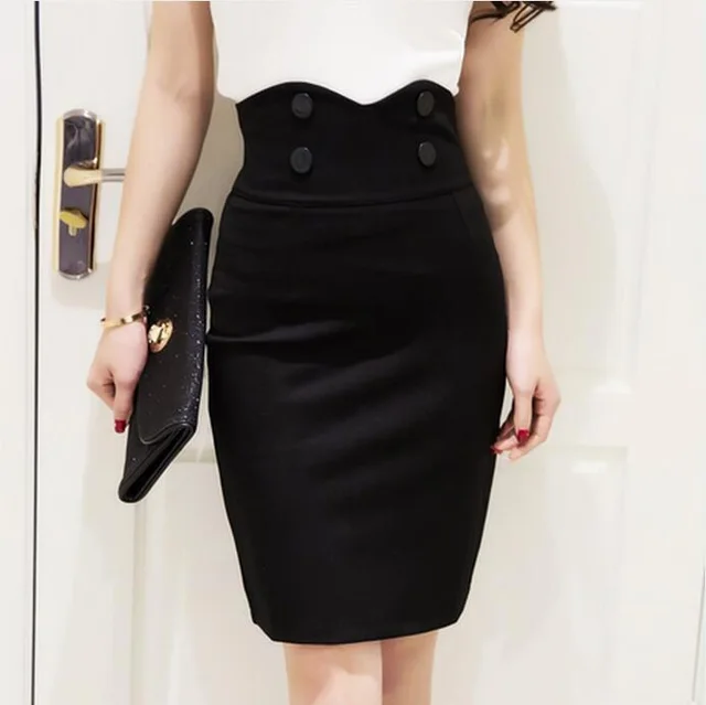 New Women's Stitching High Waist Stretch Skirt Sexy Package Hip Fishtail Skirt Black - Shop at LoveMi