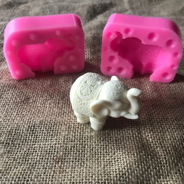 Three dimensional Elephant Silicone Mold Aromatherapy Plaster Mold Pink - Shop at LoveMi