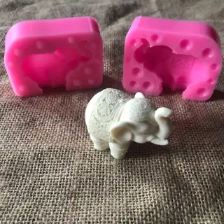 Three-dimensional Elephant Silicone Mold Aromatherapy Plaster Mold - Pink
