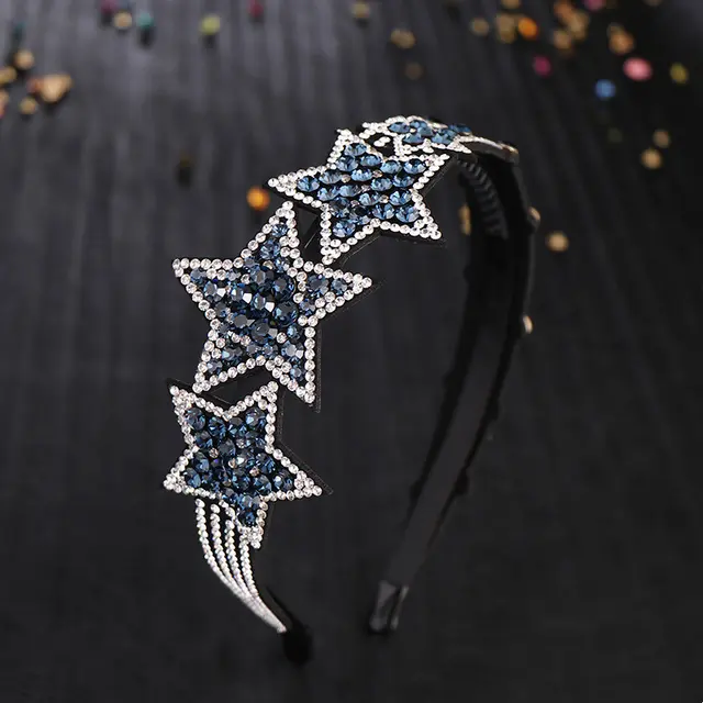 Korean Style Five pointed Star Headband Czech Drill Headdress White - Shop at LoveMi