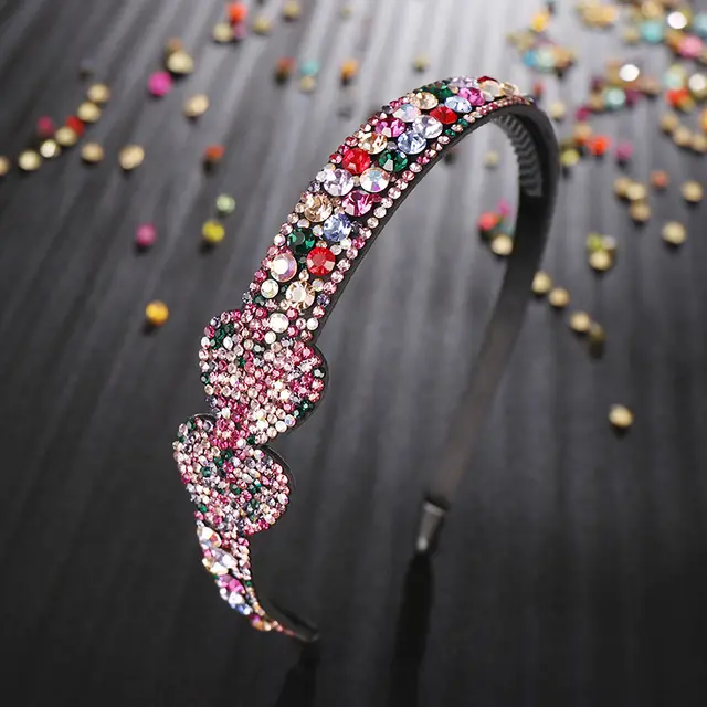 Korean Headband Czech Drill Headband Press Hair Non slip Hairpin Love Headdress Mixed Color - Shop at LoveMi