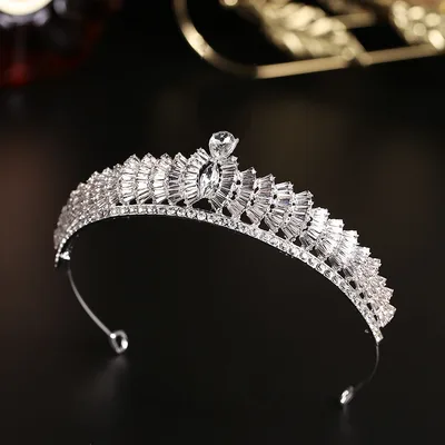 Simple Rhinestone Alloy Crown Hair Ornament Silver - Shop at LoveMi
