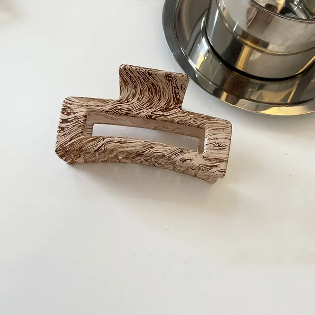 Geometric Candy Color Retro Texture Plate Hair Ponytail Temperament Simple Shark Hairpin Coffee - Shop at LoveMi