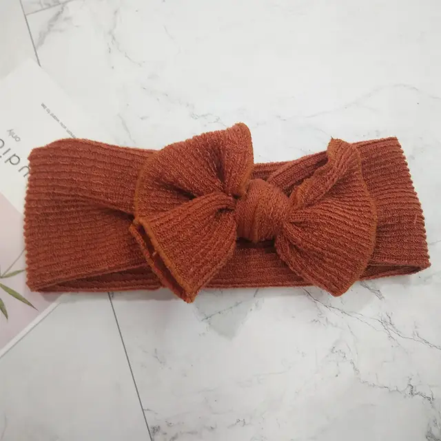 Autumn And Winter Baby Knitted Bow Headband Pink - Shop at LoveMi
