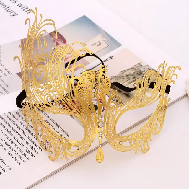Wrought Iron Half Face Lady High end Mask Gold - Shop at LoveMi