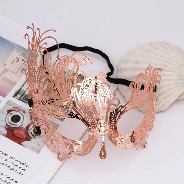 Wrought Iron Half Face Lady High end Mask Rose Gold - Shop at LoveMi