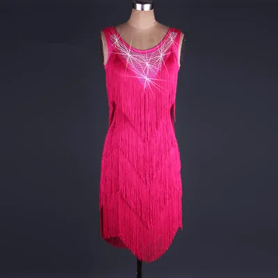 Latin Dance Competition Costume Three step Square Dance Dress Rose Red - Shop at LoveMi