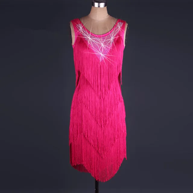 Latin Dance Competition Costume Three step Square Dance Dress Rose Red - Shop at LoveMi