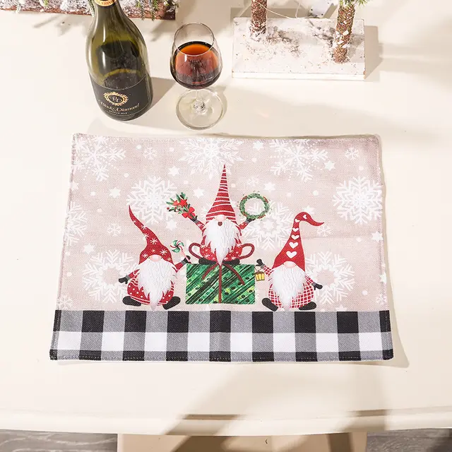 Christmas Creative Cute Forest People Table Mat Black And White - Shop at LoveMi