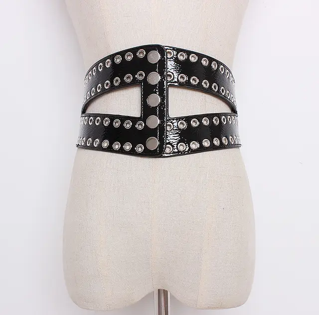 Flowing Eye Rivet Elastic Elastic Waistband Female Decoration Black - Shop at LoveMi