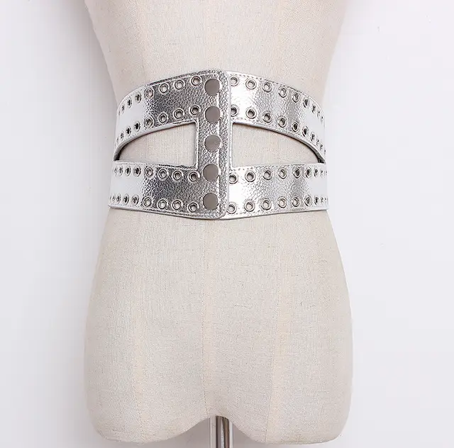 Flowing Eye Rivet Elastic Elastic Waistband Female Decoration Silver - Shop at LoveMi