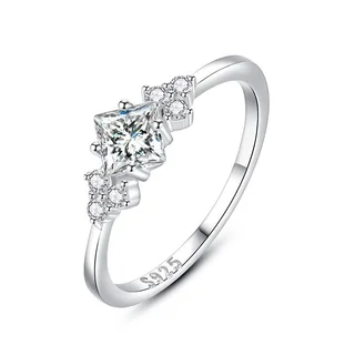 S925 Silver Ring Female Japanese And Korean Simple Light Luxury Zircon - Silver Ring